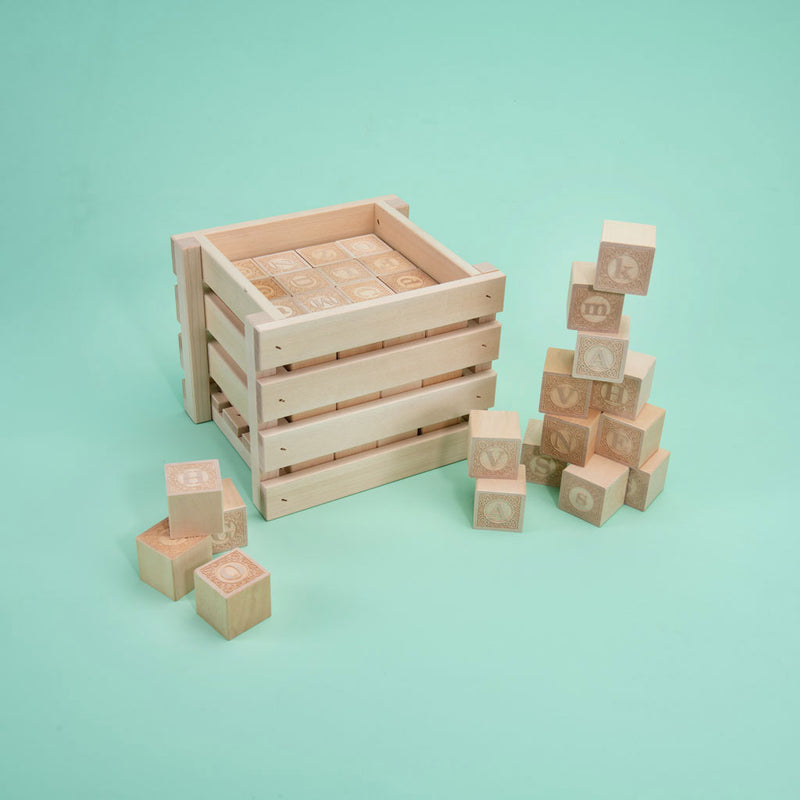 Uncle Goose Alphablank Blocks with Crate