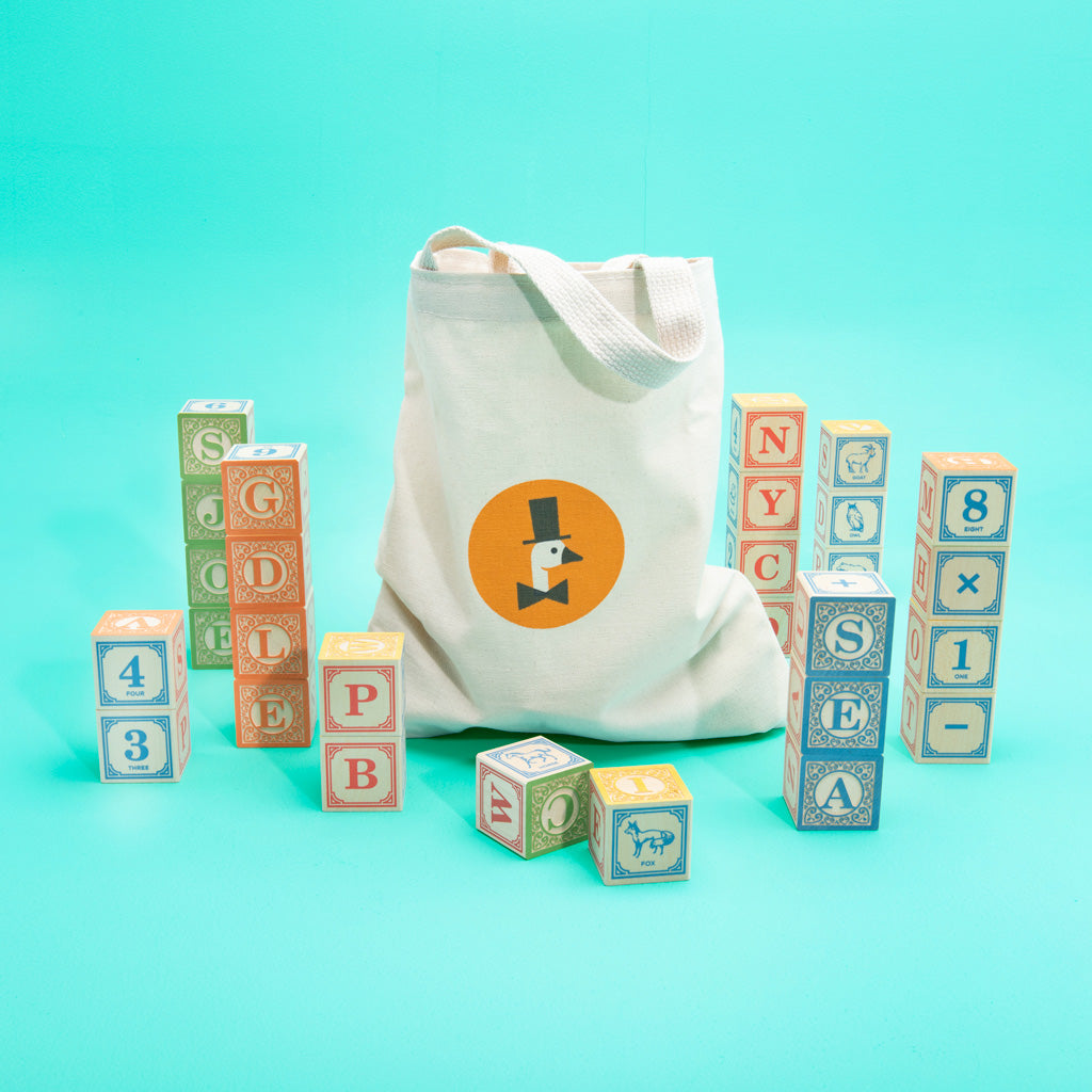 Uncle Goose Classic ABC Blocks with Canvas Bag